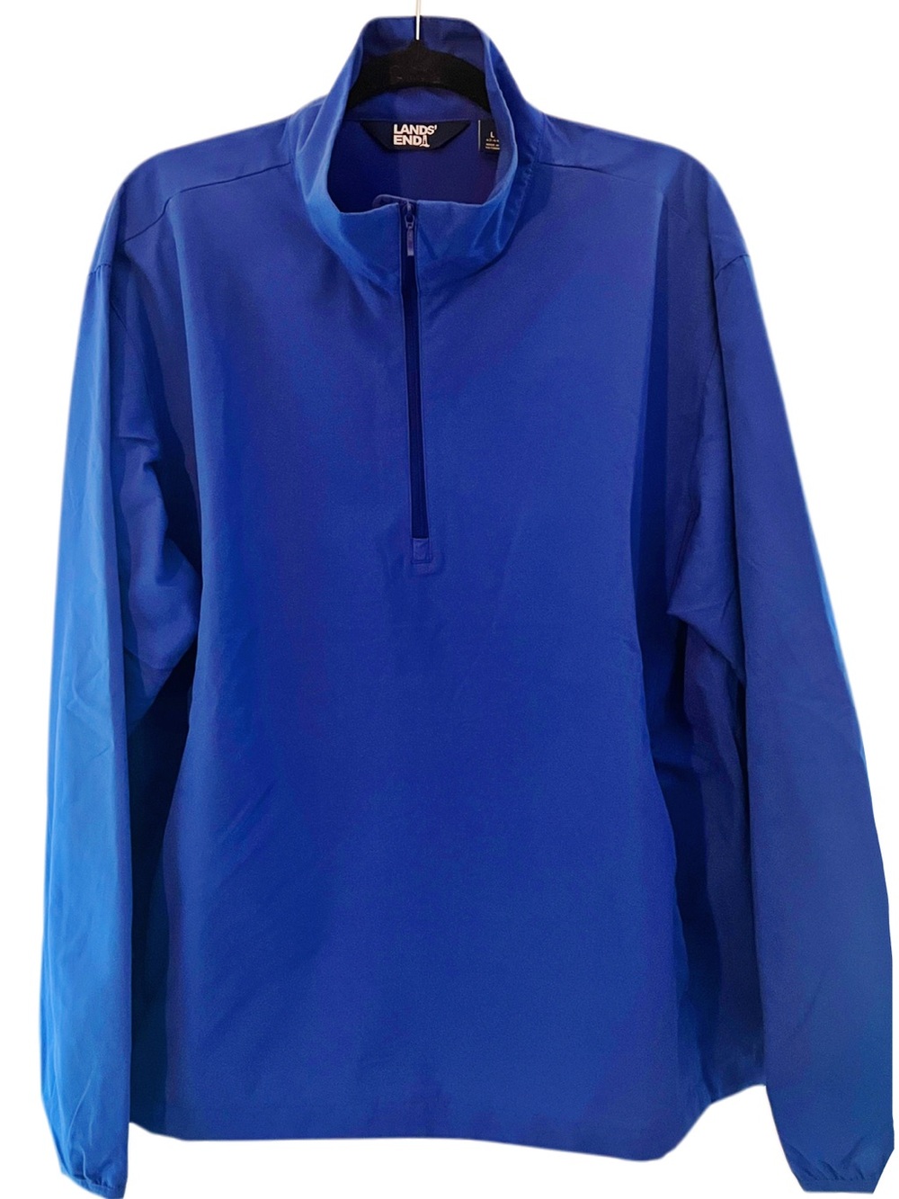Lands' End Men's Bright Blue Half-Zip Windbreaker Sz L